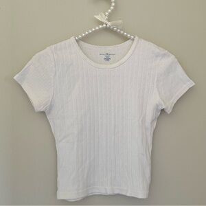 Brandy Melville White Textured Short Sleeve Tee